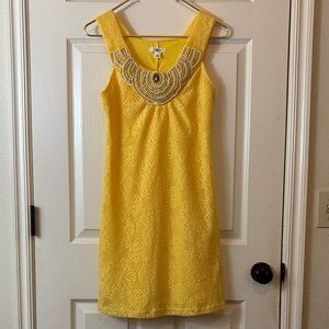 Chico's Sunlit Yellow Lace Mini Dress